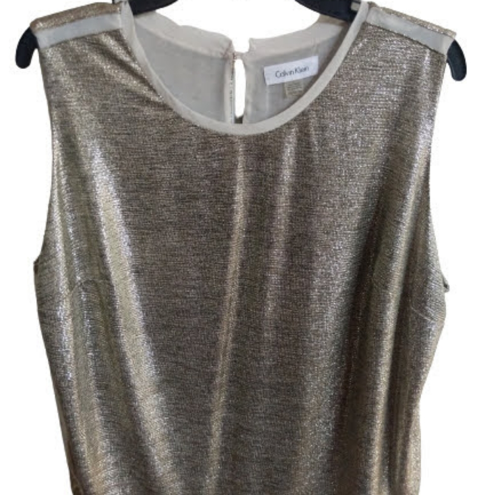 Calvin Klein Women's Plus Size 1X Sleeveless Matallic Blouse